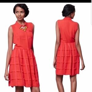 Anthropologie Sachin + Babi Tiered Habitual Red Shirt Dress SZ 8